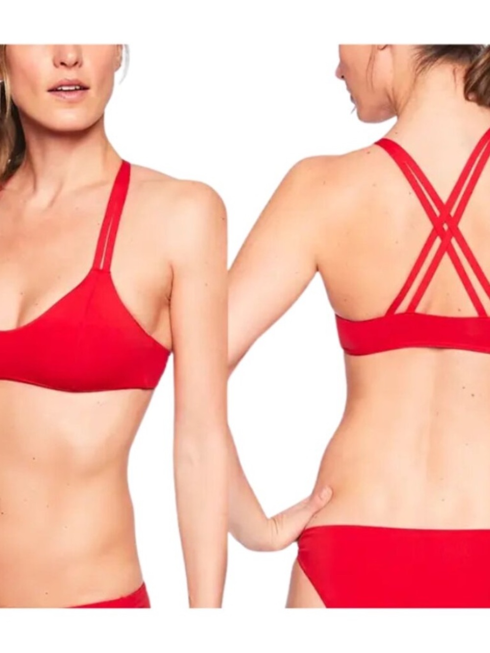 Athleta Red South Swell Strappy Women's Bikini Top M